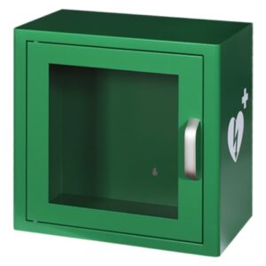 Teca da interno universale per defibrillatore con allarme